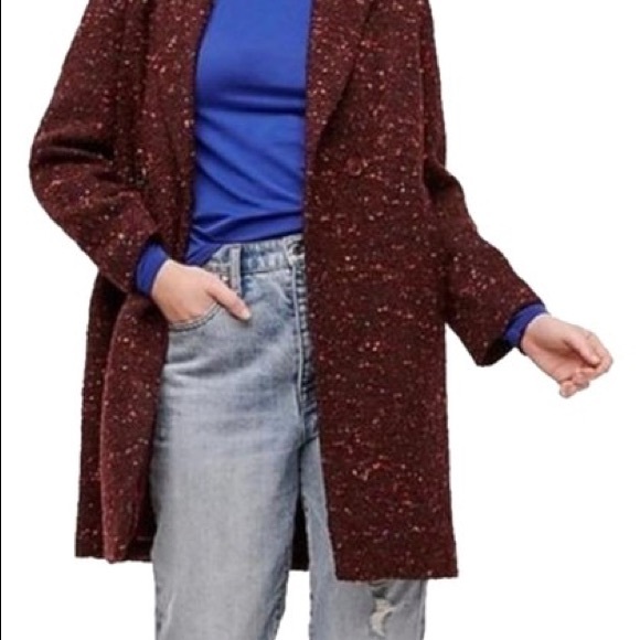 J Crew Daphne Topcoat Burgundy Tweed Multi 6